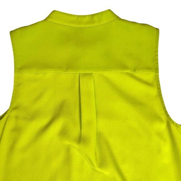 Michael Kors Sleeveless Dress Top Womens Med. Lime Green Button Down Blouse Glam - Picture 12 of 14